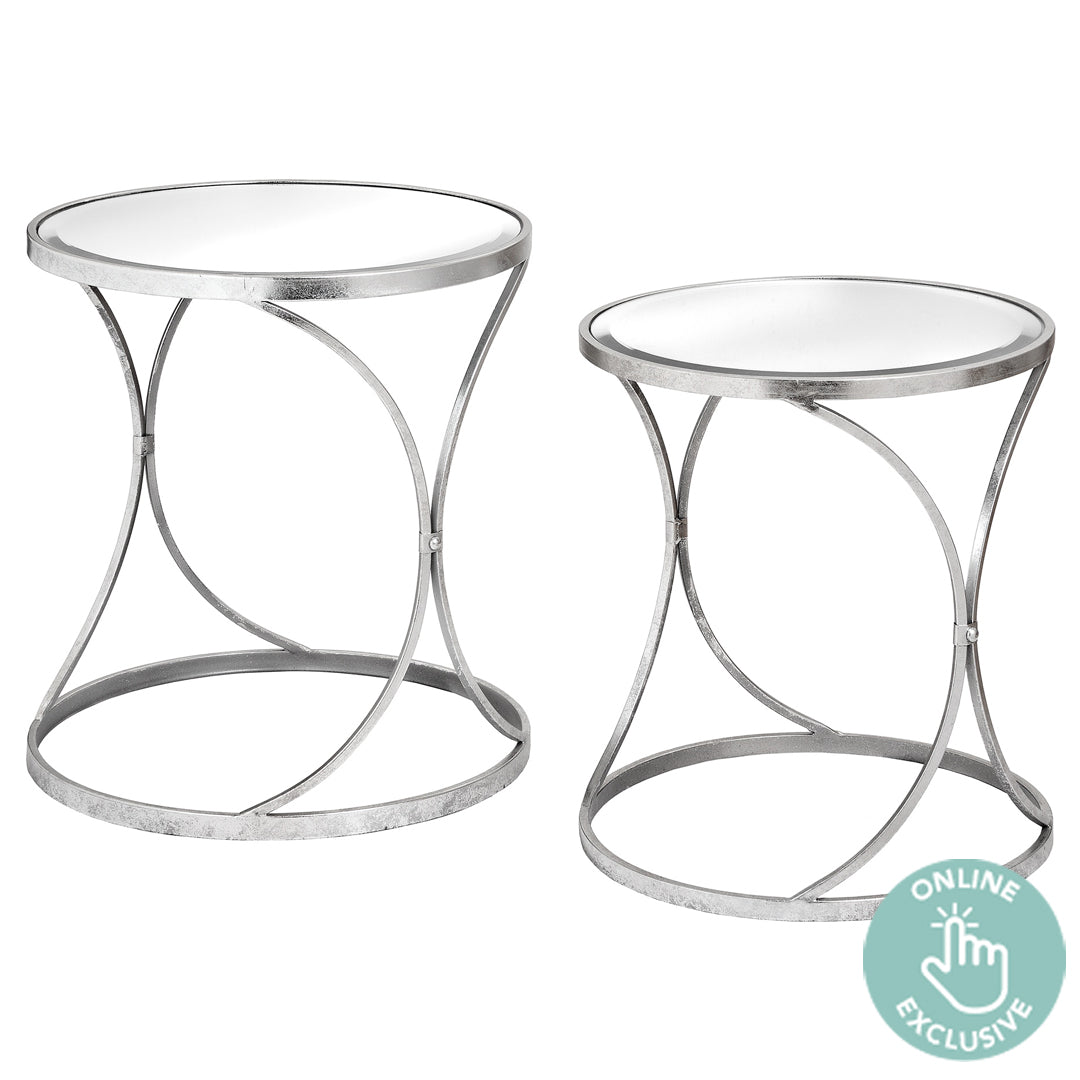 Silver Curved Design Set of 2 Side Tables | Taylors on the High Street