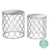Arabesque Silver Foil Mirrored Side Tables