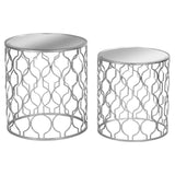 Arabesque Silver Foil Mirrored Side Tables | Taylors on the High Street
