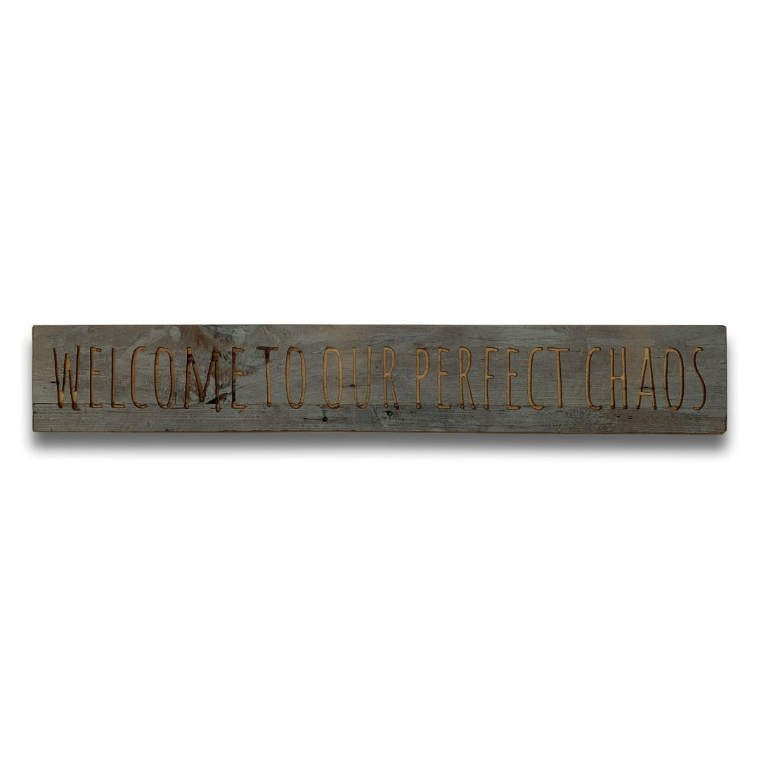 Perfect Chaos Grey Wash Wooden Message Plaque | Taylors on the High Street