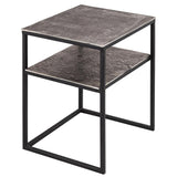 Farrah Collection Silver Side Table with Shelf