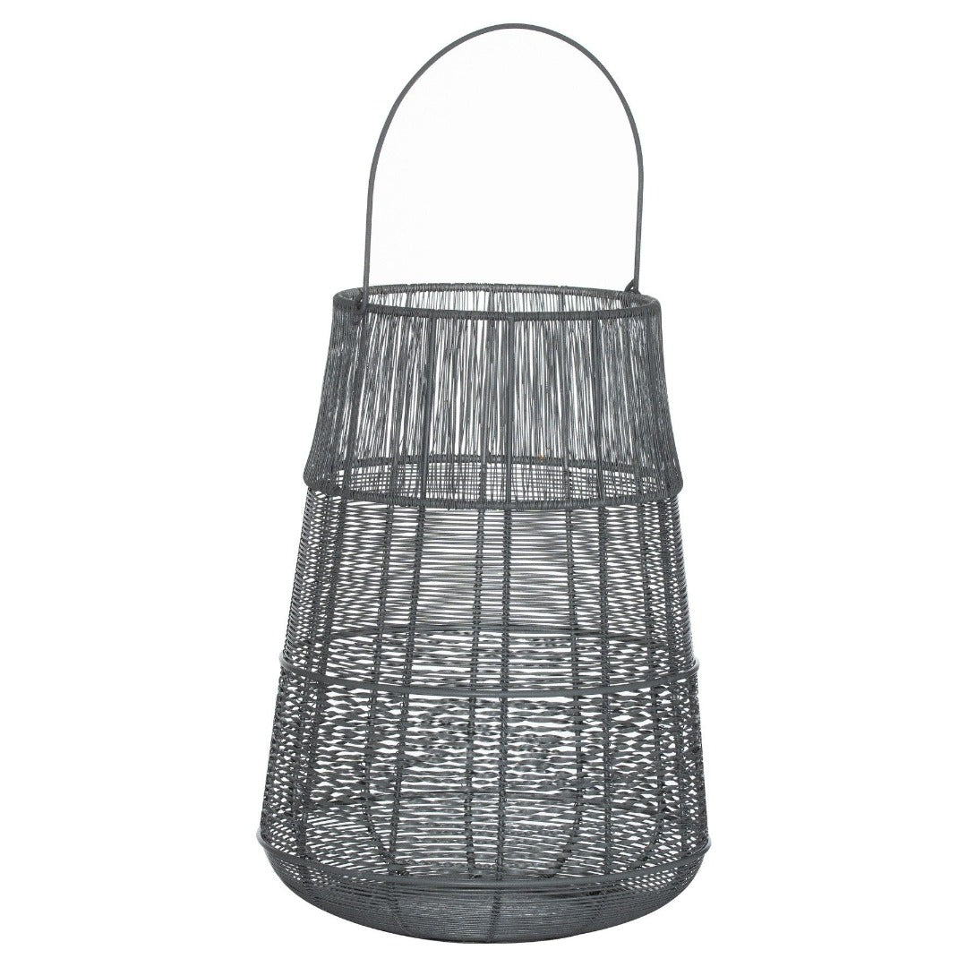 Large Wire Silver and Grey Glowray Conical Lantern | Taylors on the High Street
