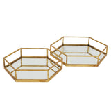 Gold Hexagon Set Of Two Trays