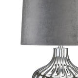 Large Silver Moonshine Table Lamp With Mid Grey Lampshade