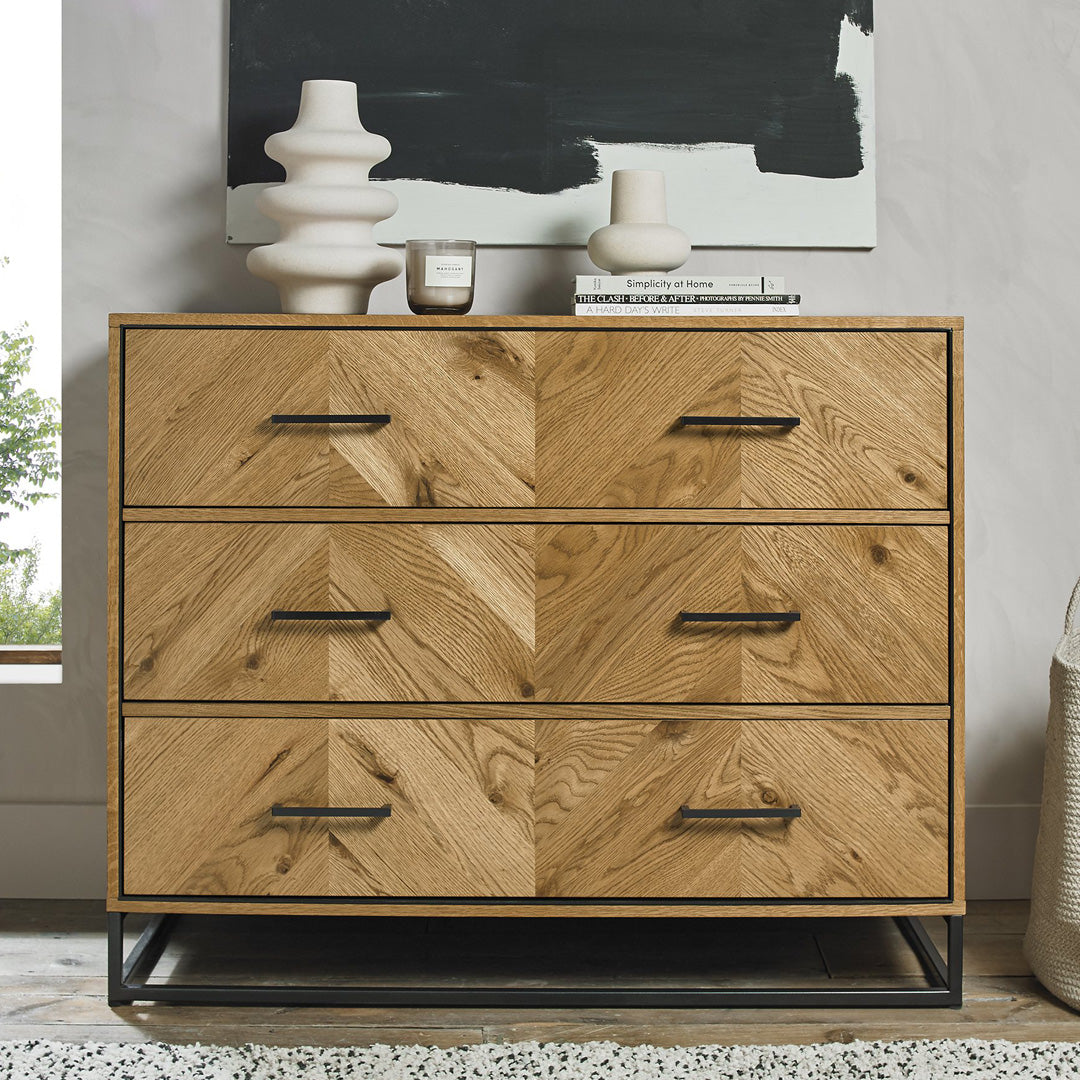 Bentley Designs Riva Rustic Oak 3 Drawer Chest | Taylors on the High Street