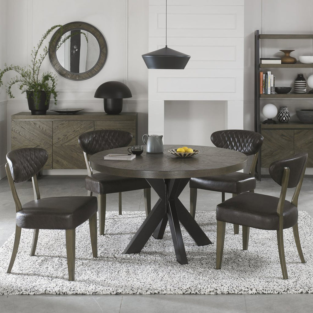 Bentley Designs Ellipse Fumed Oak 4 Seat Circular Dining Table