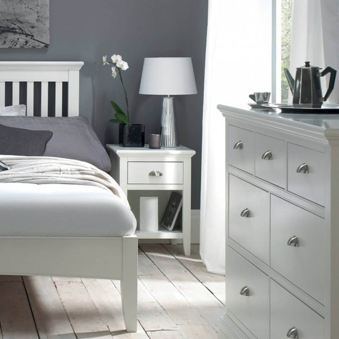 Bentley Designs Hampstead White 1 Drawer Nightstand | Taylors on the High Street