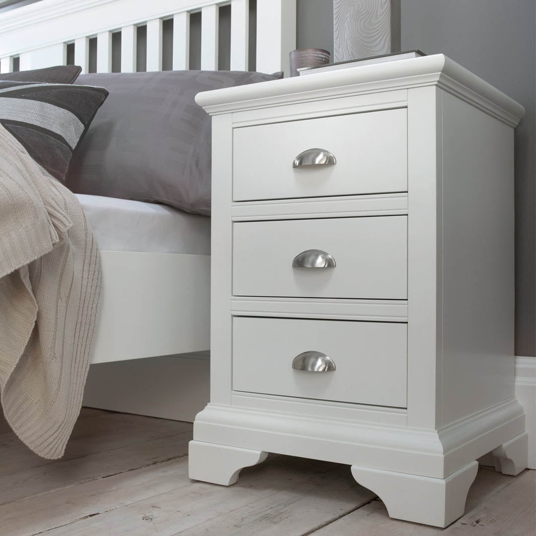 Bentley Designs Hampstead White 3 Drawer Nightstand | Taylors on the High Street