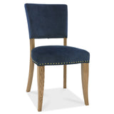 Bentley Designs Indus Rustic Oak Upholstered Chairs - Dark Blue
